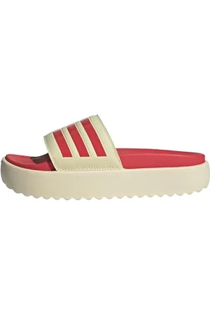 adidas Adilette Platform Slides, Diapositive Donna, Warm Vanilla/Semi Lucid Red/Semi Lucid Red, 42 EU
