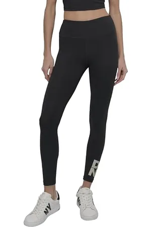 DKNY High Waist Full Length Stacked Logo Tight Pantaloni, , M Donna
