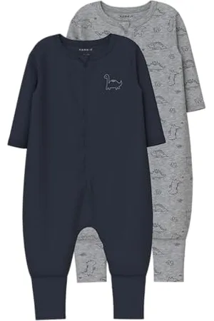 NAME IT Nbmnightsuit 2P Zip FF Grey Dino Noos, , 80 cm (Pacco da 2) Uomo