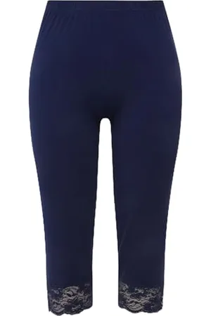 Ulla Popken Capri con Orlo in Pizzo Elasticizzato Pantaloni, , 50W x 32L Donna
