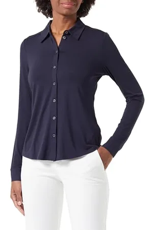 Marc O’ Polo Marc OߴPolo Donna Camicia in Jersey parzialmente Elasticizzata Colletto a Punta, Blu (Manic Midnight), XXS