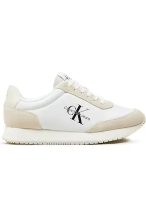 Calvin Klein Jeans Donna Sneakers da Runner Retro Scarpe, Bianco (Bright White/Creamy White), 40