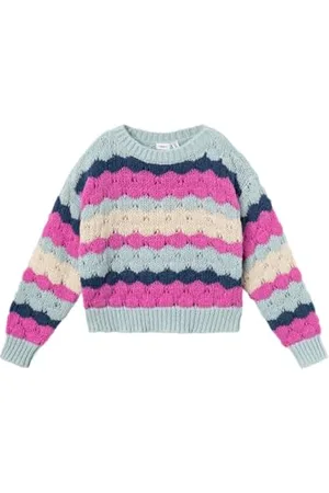 NAME IT NKFNUNNA LS Short Knit, Maglione Lavorato a Maglia Bambina,