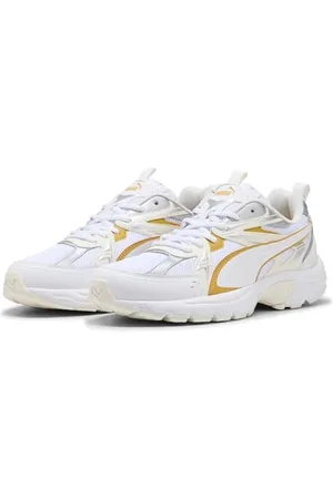 PUMA MILENIO Tech, Scarpe da Ginnastica Unisex-Adulto, White-Archive Gold-Warm White, 44 EU