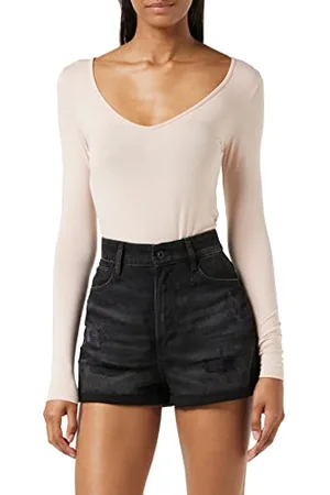 G-Star Donna Tedie Ultra High Denim Shorts, (worn in tar black restored D17274-C526-C271), 25