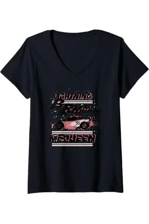 Cars Donna Lightning McQueen Speed Frenzy Maglietta con Collo a V