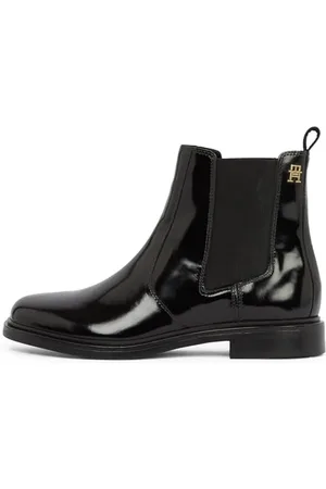 Tommy Hilfiger Donna Stivaletti Chelsea Abrasivato Leather Lucidi, (Black), 36