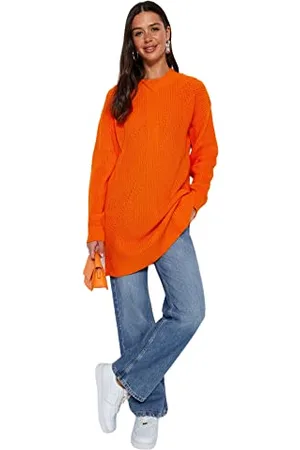 Trendyol Maglione – Beige – Regular Fit, Colore: Arancione, M Donna