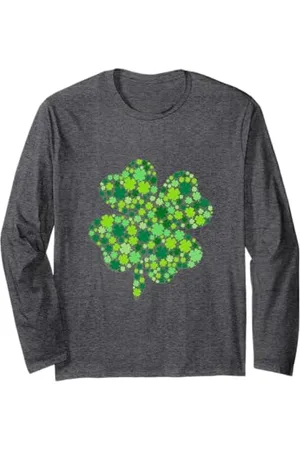 Fun Shirts Talismano del trifoglio fortunato Maglia a Manica