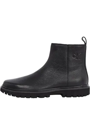 Calvin Klein Uomo Stivaletti Chelsea Eva Mid Zip Tumbled con Zip, Nero , 46