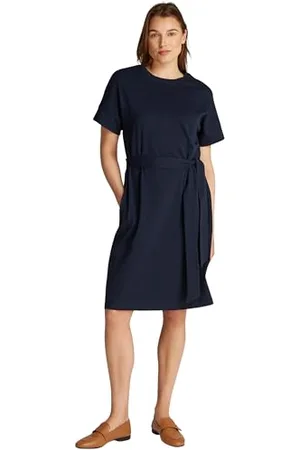 Tommy Hilfiger Donna Abito Cotton Interlock da Legare, Blu (Dark Night Navy), S