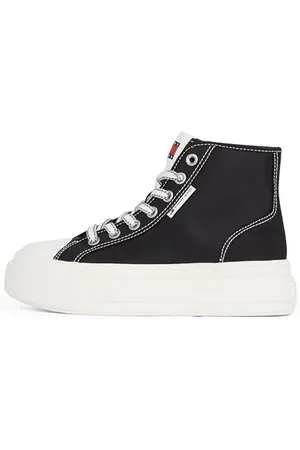 Tommy Hilfiger Donna Sneakers con Suola Alta Foxing Profilo Alto, (Black), 37