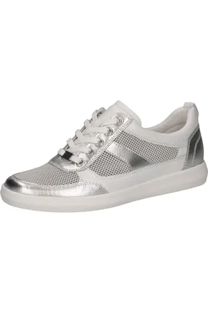 Caprice Damen 9-23704-44, Scarpe da Ginnastica Donna, White/Silver, 36 EU