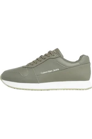 Calvin Klein Jeans Retro Runner Low Lth in DC YM0YM00913, Sneaker da Corsa Uomo, Verde (Dusty Olive/Bright White), 42 EU