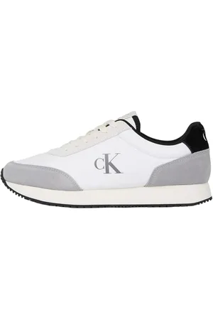 Calvin Klein Uomo Sneakers da Runner Retro Iconic Scarpe, Multicolore (Bright White/Black/Creamy White), 46