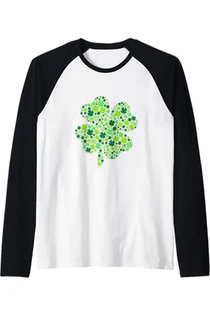 Fun Shirts Talismano del trifoglio fortunato Maglia con Maniche Raglan