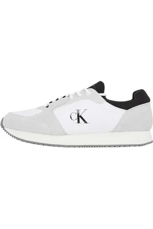 Calvin Klein Uomo Sneakers Running Sock Laceup Eleganti, Multicolore (Bright White/Oyster Mushroom/Black), 40