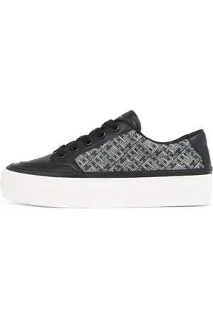 Tommy Hilfiger Donna Sneakers Vulcanizzate Monogram in Pelle, (Black), 40