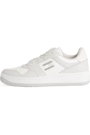 Tommy Hilfiger Uomo Sneakers con Suola Preformata Retro Basket Tumble Profilo Basso, Grigio , 44