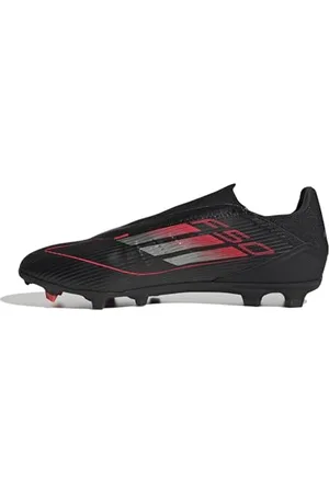 adidas F50 League Laceless Football Boots FG/MG, Scarpe da Calcio Unisex-Adulto, Core Black/Iron Metallic/Lucid Red, 43 1/3 EU