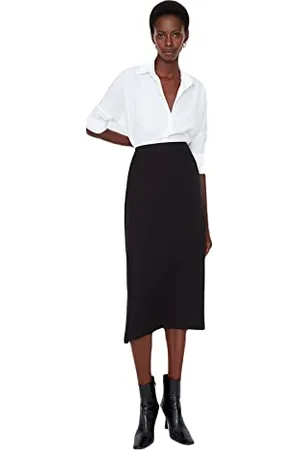 Trendyol Gonna Midi Asimmetrica Diritta Tessuto da Donna Skirt, , 34
