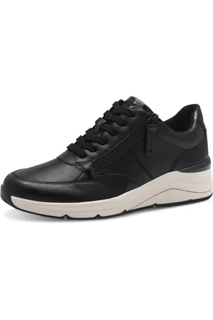 Jana Damen Sneaker Flach mit Reißverschluss Vegan, Scarpe da Ginnastica Donna, Nero/Bianco, 36 EU