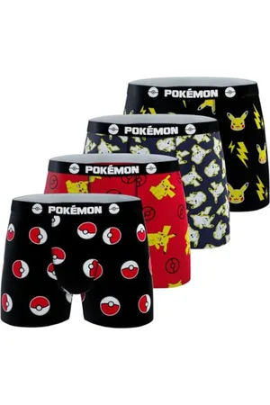 Pokemon Boxer Bambino Pikachu, Slip Ragazzo Morbido, Traspirante e Comodo (Set di 4), Nero/Rosso/Bianco/Giallo 5/6 Anni