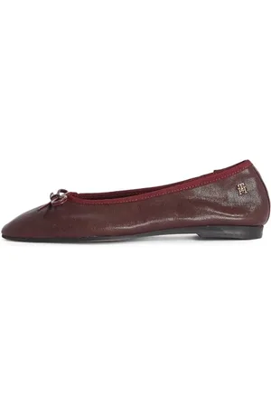 Tommy Hilfiger Donna Ballerine Soft Leather con Fiocco, Rosso , 39