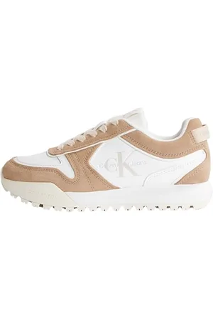 Calvin Klein Donna Sneakers da Runner Toothy Runner Irregular Lines Suola Spessa, Multicolore (Bright White/Tuscany), 41