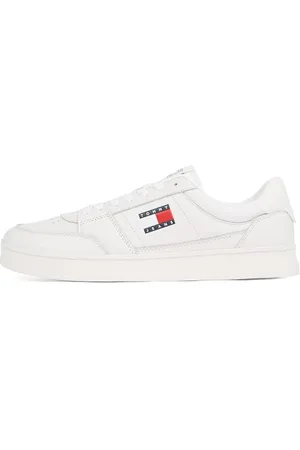 Tommy Hilfiger Uomo Sneakers con Suola Preformata The Greenwich New in Pelle, Bianco (Ecru), 42