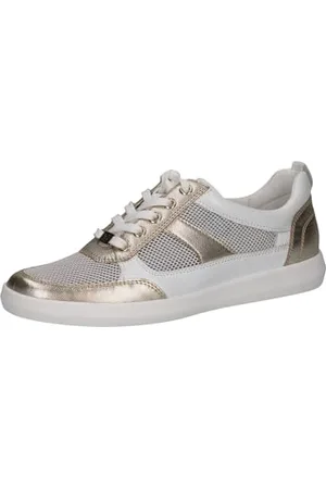 Caprice Damen 9-23704-44, Scarpe da Ginnastica Donna, White/Lt Gold, 38 EU