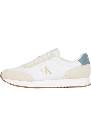 Calvin Klein Uomo Sneakers da Runner Retro Iconic Scarpe, Multicolore (Bright White/Creamy White/Lead), 46