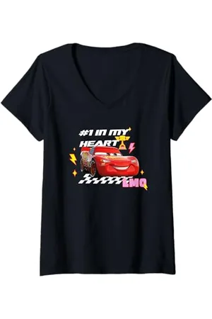 Cars Donna Lightning McQueen In My Heart Valentine Maglietta con Collo a V