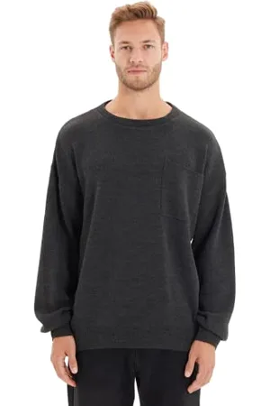 Trendyol Maglione Oversize Tinta Unita Girocollo Maglia di Tuta, , S Uomo