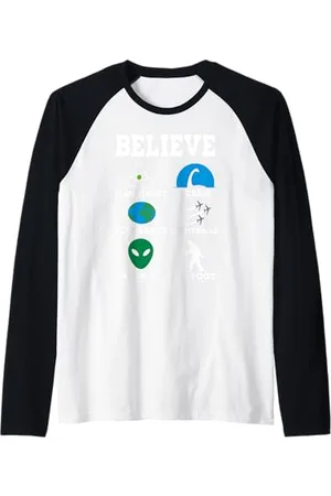 Fun Shirts Credere nelle teorie della cospirazione Maglia con Maniche Raglan