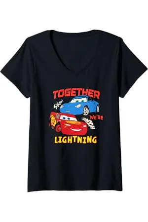 Cars Donna Together We Are Lightning Valentine Maglietta con Collo a V