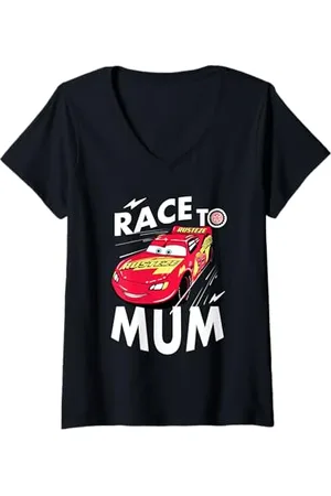 Cars Donna McQueen Race To Mum Festa della mamma Maglietta con Collo a V