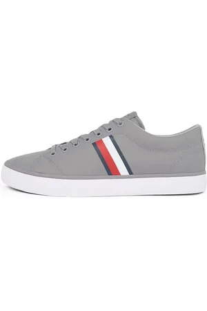 Tommy Hilfiger Uomo Sneakers Vulcanizzate Core Stripes Mesh Profilo Basso, Grigio (Universal Grey), 45 EU