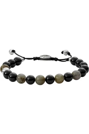 Diesel Bracciale Da Uomo Perline, L 165mm-250mm X L 8mm X H 8mm Nero Bracciale Semi-Prezioso, DX1325040