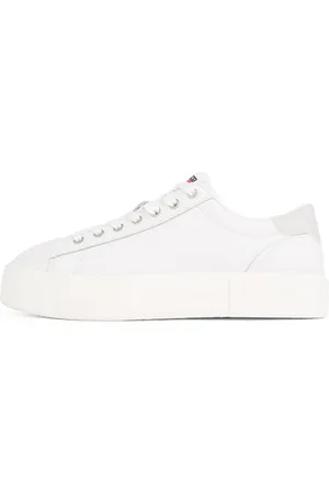 Tommy Hilfiger Donna Sneakers con Suola Alta Profilo Basso, Bianco (Ecru), 41