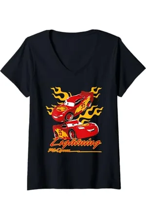Cars Donna Lightning McQueen Faster Than Fast Maglietta con Collo a V