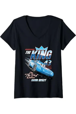 Cars Donna The King Racing Royalty Maglietta con Collo a V