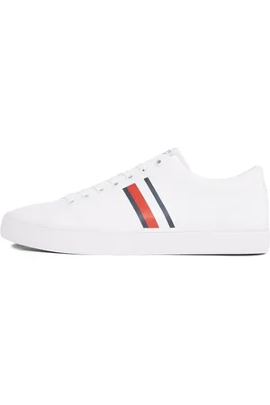 Tommy Hilfiger Uomo Sneakers Vulcanizzate Core Stripes Mesh Profilo Basso, (White), 44 EU