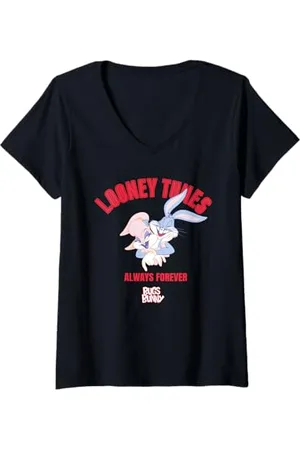 LOONEY TUNES Donna Bugs Bunny And Lola Valentine Maglietta con Collo a V