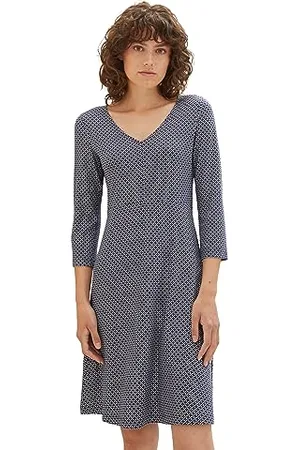 TOM TAILOR 1038897 Vestito, 32108-Navy Geometrical Design, 48 Donna