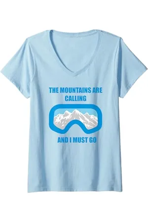 Fun Shirts Donna Le Montagne stanno chiamando e io devo andare Maglietta con Collo a V