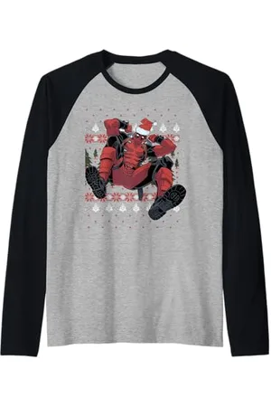 Marvel Deadpool Ugly - Maglione natalizio Maglia con Maniche Raglan
