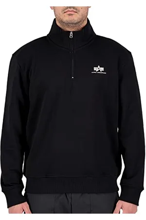 Alpha Industries Felpa Mezza Zip SL da Uomo Pullover, Black, XXL