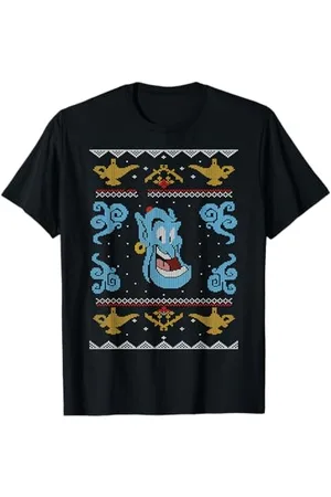 Disney Maglietta con disegno di Aladdin Genie Ugly Christmas Sweater Maglietta
