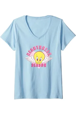 LOONEY TUNES Donna Tweety Heartbreak Valentine Maglietta con Collo a V